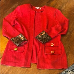 St. John Vintage Red and Black Blazer Timeless Sophistication